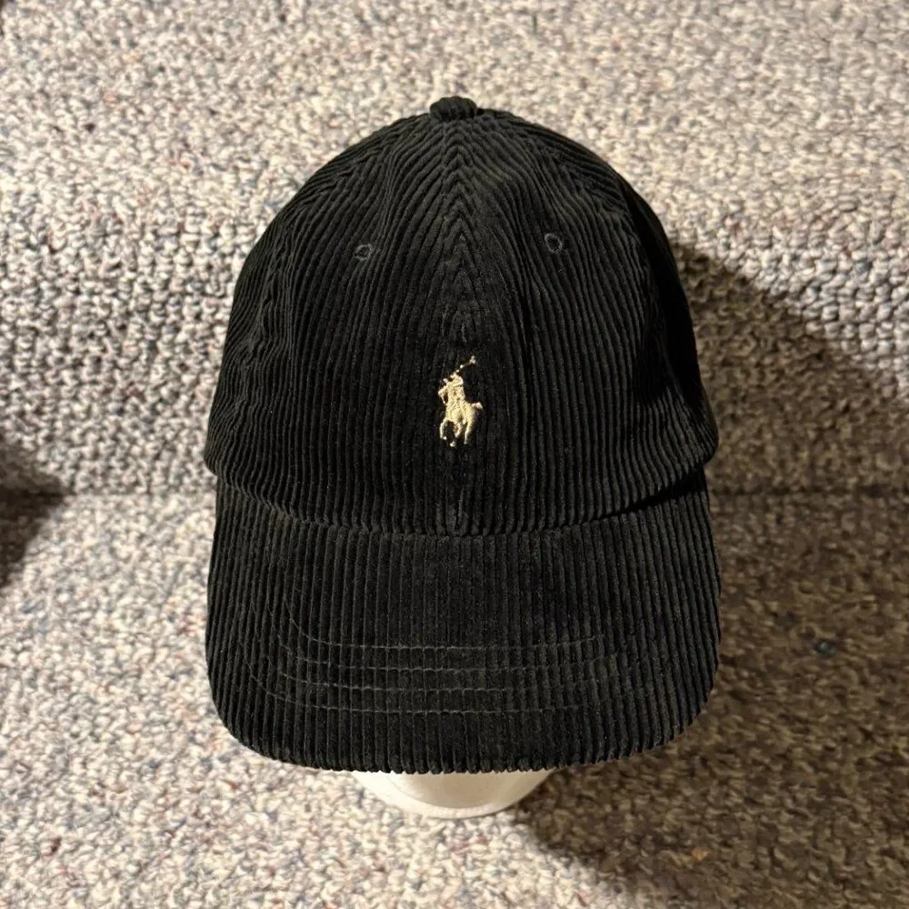 NWT Vintage Polo Ralph Lauren Corduroy Cap Leather Strap 100% Cotton OSFA